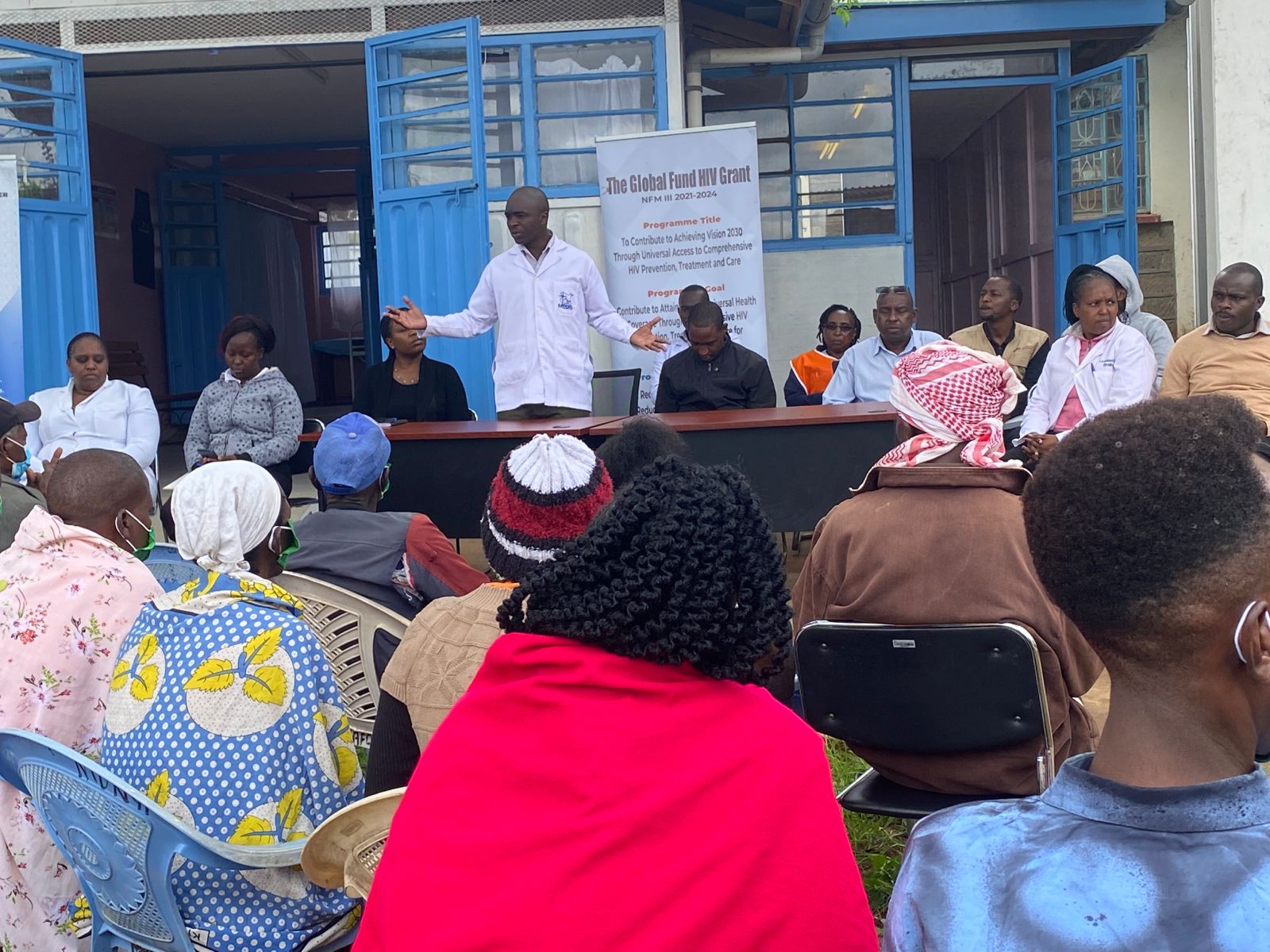 Dr Fred Ayany adressing participants of the legal aid clinic held at Kajiado County Referral Hospital GBVRC (Picture: Nashipae Seney, CCGD)